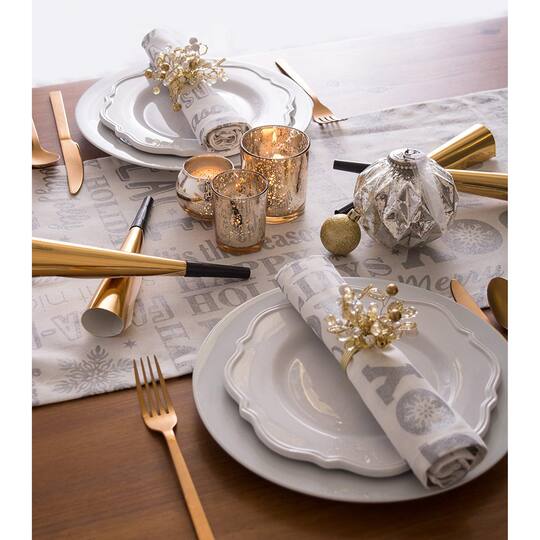 DII® 108" Silver Christmas Collage Table Runner